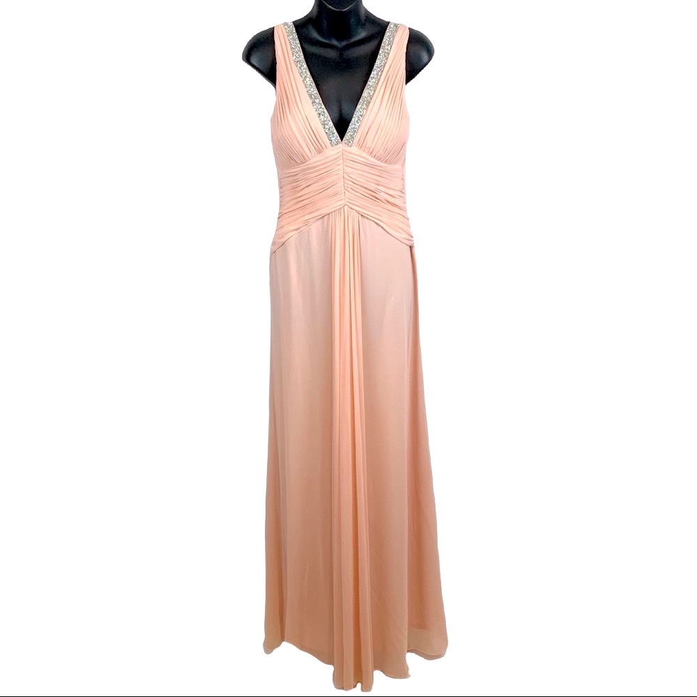 *FIRM* Marina Women's Shirred Gown “blush” soft pink formal dress size 6